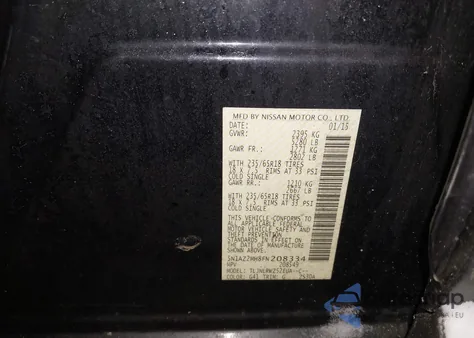 2015 Nissan Murano Sl from USA, damaged, VIN 5N1AZ2MH8FN208334